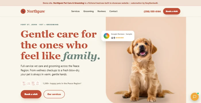 Northpaw pet care demo website